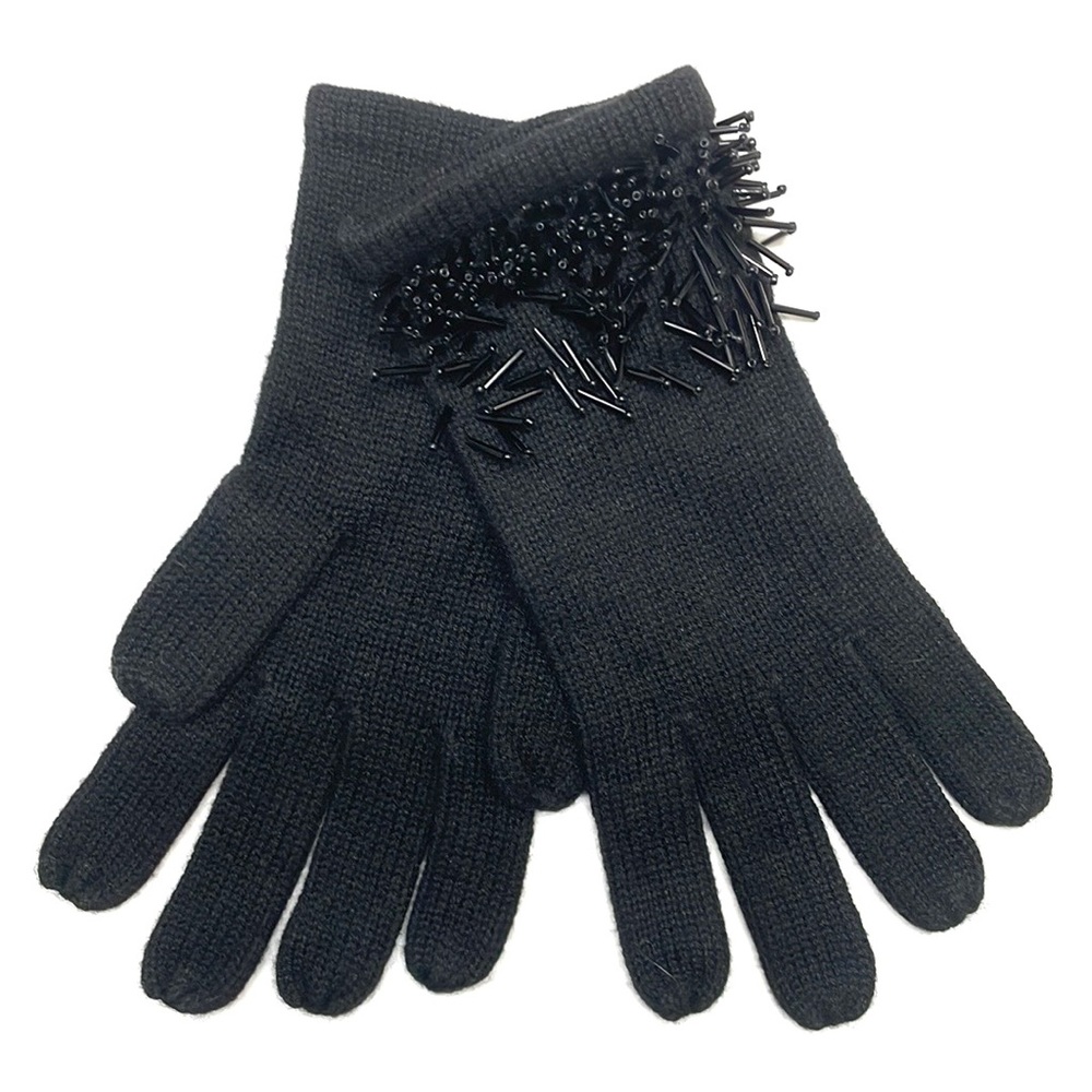 NWOT BCBGMAXAZRIA Black Beaded Gloves